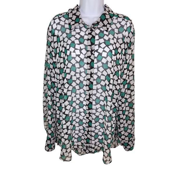 Lane Bryant Sheer Chiffon Geometric Print Blouse Top Size 18/20 - Picture 1 of 6